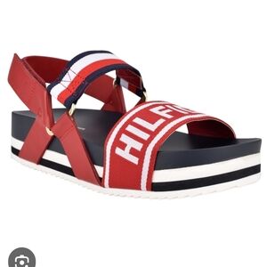 Tommy Hilfiger Red Striped Sandals